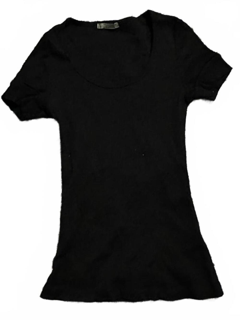 Y2K Monteau Brand Basic Black Fitted Scoop Neck T-Shirt Size M
